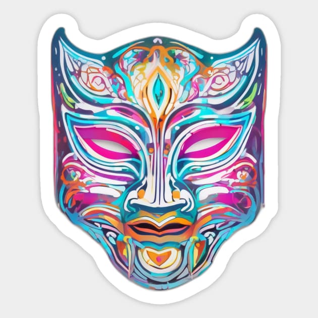 Mask Neon Shadow Silhouette Anime Style Collection No. 342 Sticker by cornelliusy